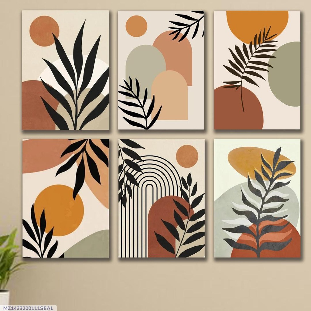 Multicolor Abstract Wall Frames Set of 6 Wood