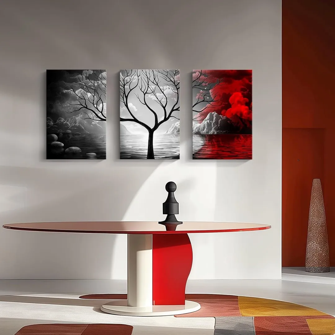 : 3Pcs Tree Design Wall Art 8x11 MDF Multicolor
